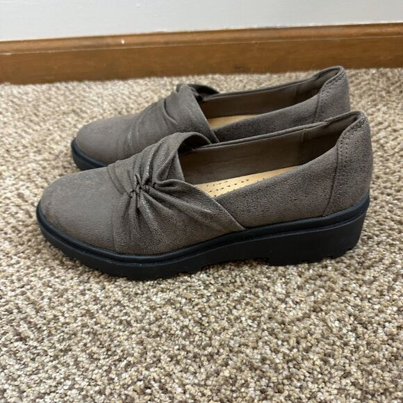 Clarks Collection Calla Style Ruched Slip-On Loafers in Bronze Womens 8 EUC - Picture 4 of 9